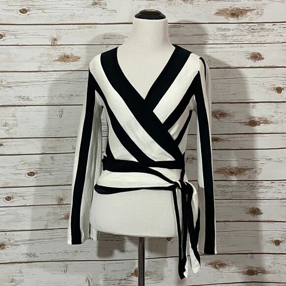 Topshop Striped Side Tie Knit Top - Navy/White - US 2 - Picture 11 of 14